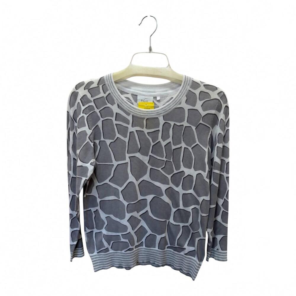 NEW FOIL women's crew head & shoulder sweater in grey /white